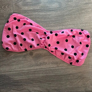 Vintage  80s Barbie pink polka dot bandeau bikini top. Size 1X